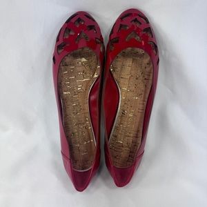 Loeffler Randall Patent Leather Ballet Flat Cutout Toe Box Low Block Heel Cork